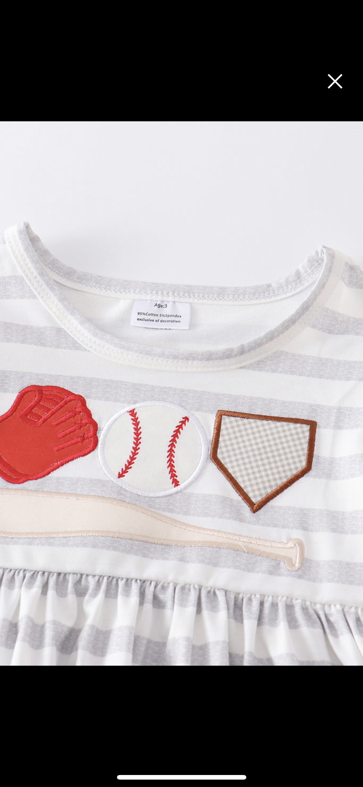 Girls Grey Striped Baseball 2PC Set