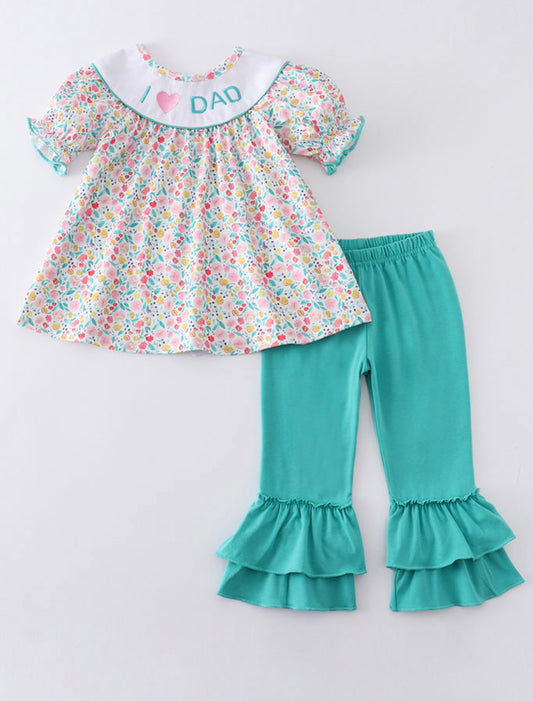 Girls I Love Dad Floral 2PC set