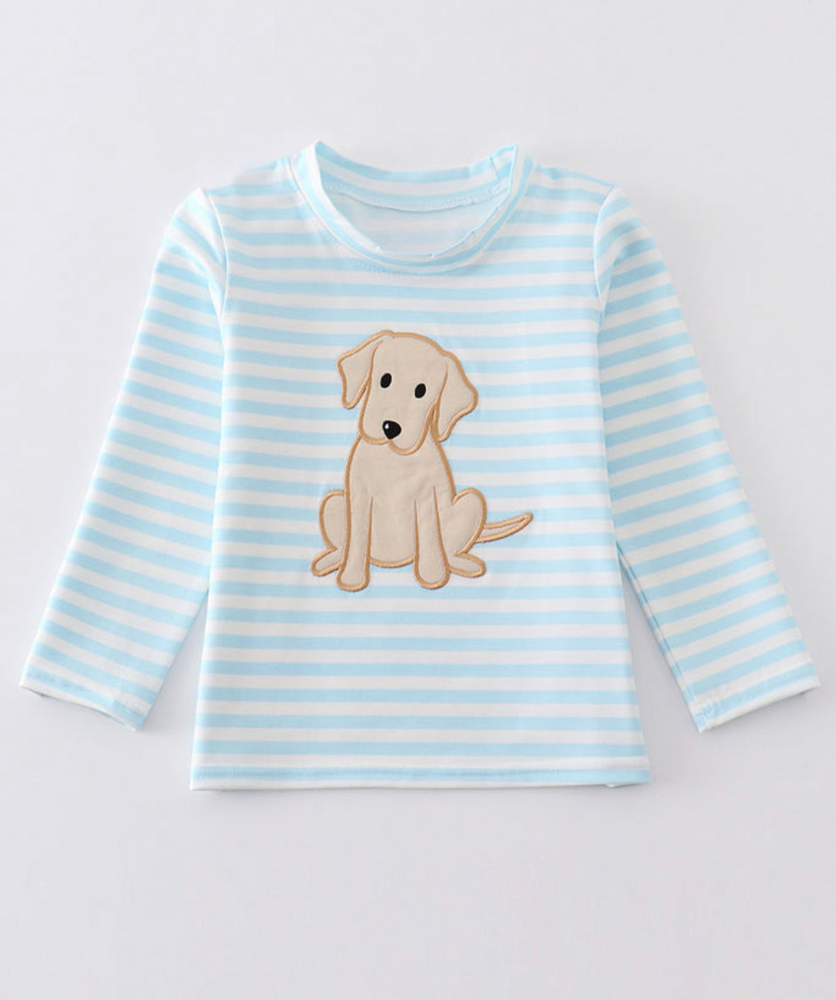 Boys Blue Striped Dog Shirt