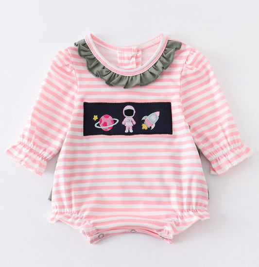 Girls Pink Astronaut Bubble Romper