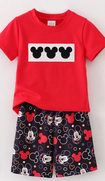 Boy's Mickey 2 PC Smocked Short Set